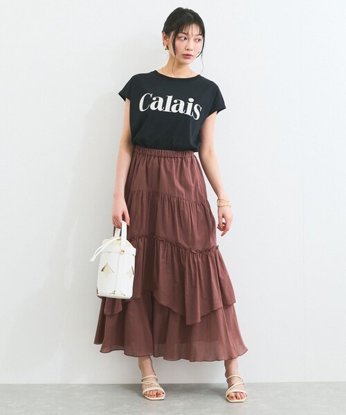 VIS（ビス）の「ボイルティアードスカート（スカート・レディース・ダークブラウン/ブルー系・F）」の8枚目の写真