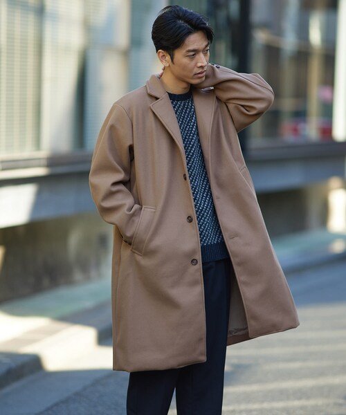 ITEMS URBANRESEARCH（アイテムズ アーバンリサーチ）の「ウールライクメルトン チェスターコート（チェスターコート・メンズ・MOC/BLK/KHK・M/L）」の22枚目の写真