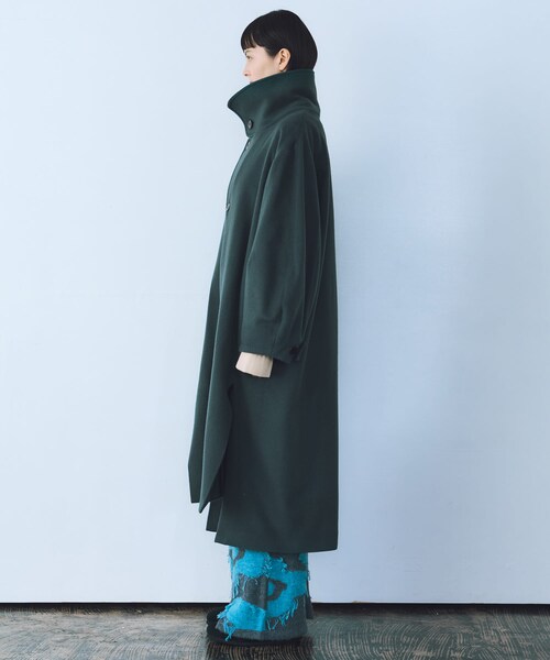 THE GOODLAND MARKET（ザグッドランドマーケット）の「cwtch　WOOL LONG COAT（ステンカラーコート・レディース・GREEN/BLACK/OAT・FREE）」の20枚目の写真
