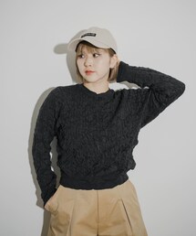 THE GOODLAND MARKET | COOHEM　CRUSHED CABLE KNIT PULLOVER(ニット/セーター)