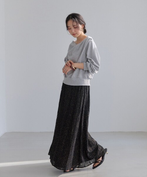 VIS(ビス)の「ラメレースフレアスカート(スカート・レディース・ブラック/キナリ・F)」の18枚目の写真