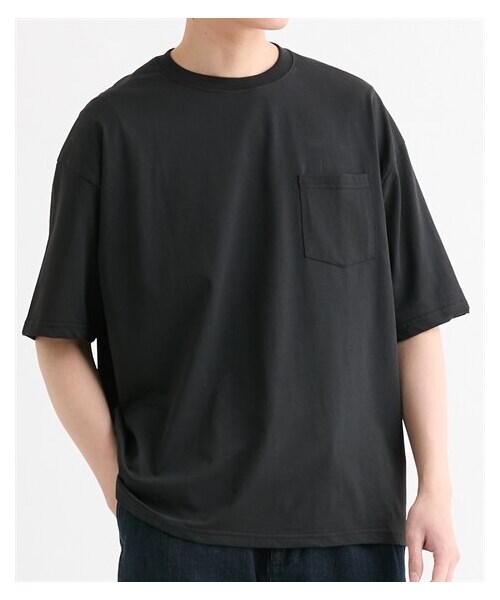 nissen（ニッセン）の「オーバーサイズ綿タッチプレーティング半袖Tシャツ（Tシャツ/カットソー・メンズ・ホワイト/ブラック/チャコール・M/L/LL）」の2枚目の写真