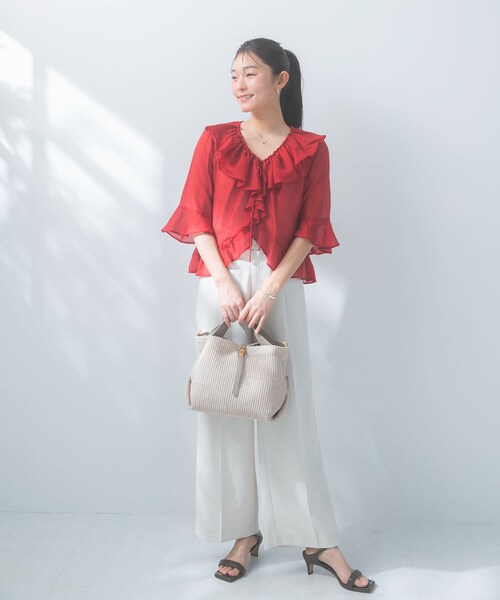 URBAN RESEARCH ROSSO（アーバンリサーチロッソ）の「防シワ リネンライクイージースラックス（その他パンツ・レディース・SKYGRAY/DARKNAVY/L/BEIGE・36/38）」の6枚目の写真