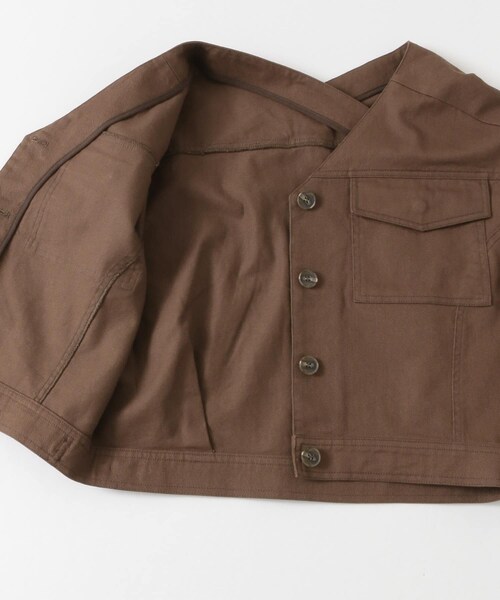 SENSE OF PLACE by URBAN RESEARCH（センスオブプレイスバイアーバンリサーチ）の「ノーカラーショートジャケット（ノーカラージャケット・レディース・BROWN/IVORY・FREE）」の8枚目の写真