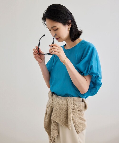 ROPE'（ロペ）の「【洗える】コットンシルクブラウス/セットアップ対応（シャツ/ブラウス・レディース・ブラック/ターコイズ・F）」の13枚目の写真