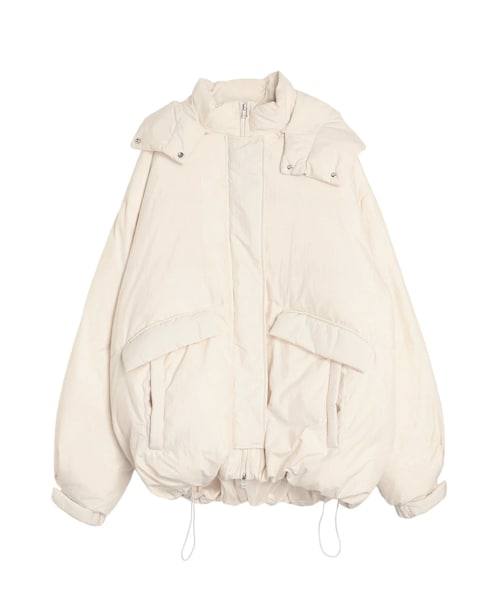 ELENDEEK（エレンディーク）の「OVER FORM DOWN CT（ダウンジャケット/コート・レディース・アイボリー/ライトグレー/ブラック・F）」の2枚目の写真