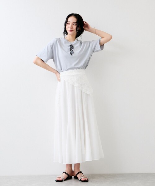 VIS(ビス)の「ボクシークロップド刺繍Tシャツ(Tシャツ/カットソー・レディース・チャコール/ホワイト/ブルー・F)」の16枚目の写真