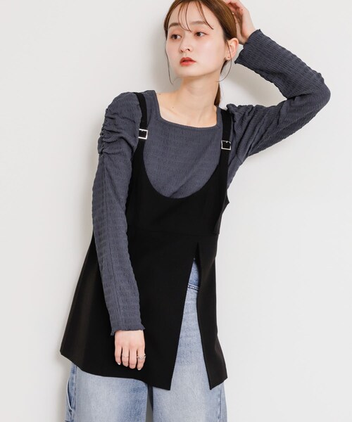 SENSE OF PLACE by URBAN RESEARCH（センスオブプレイスバイアーバンリサーチ）の「スリットキャミソールトップ（その他トップス・レディース・GRAY/BLACK/BEIGE・one）」の9枚目の写真