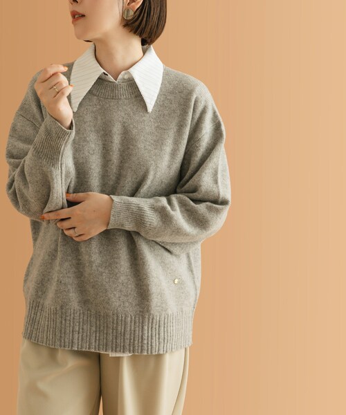 URBAN RESEARCH ROSSO（アーバンリサーチロッソ）の「F by ROSSO　ハミルトンクルーネックニット（ニット/セーター・レディース・L/GREIGE/GRAY/D/CHERRY/BLUE・FREE）」の8枚目の写真