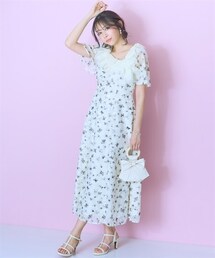 marun | <大きいサイズ>衿元チュールドッキングワンピース marun(ワンピース)