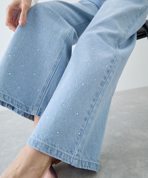 ROPE' PICNIC（ロペピクニック）の「パールキラキラビジューデニム（デニムパンツ・レディース・ネイビー/ブルー/ブラック系・L/M/S）」の8枚目の写真