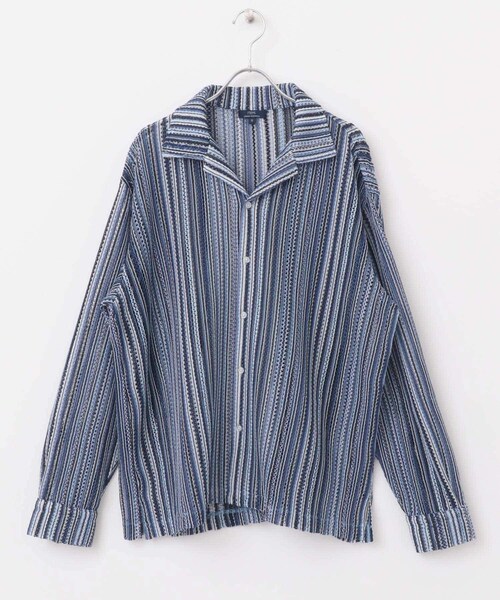 ITEMS URBANRESEARCH（アイテムズ アーバンリサーチ）の「マルチストライプレースオープンカラーシャツ（シャツ/ブラウス・メンズ・BLK/BLU/GRN/ORG・M/L）」の16枚目の写真