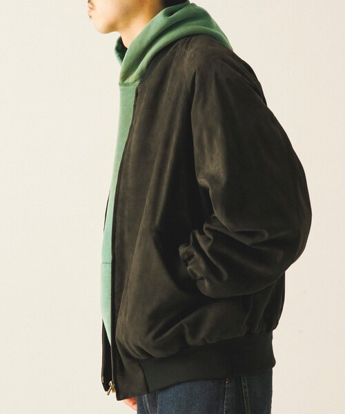 URBAN RESEARCH(アーバンリサーチ)の「A PRESSE Nubuck leather Rib Blouson(ブルゾン・メンズ・BLACK・2/3)」の3枚目の写真