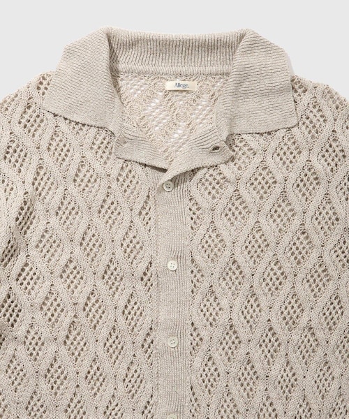 ADAM ET ROPE'（アダムエロペ）の「【Allege/アレッジ】Lace Hole Knit S/S Shirts（ニット/セーター・メンズ・チャコール/キナリ・3/4）」の12枚目の写真