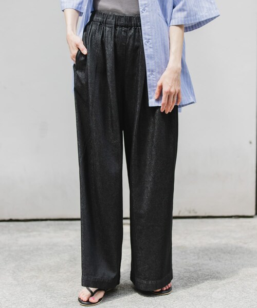 URBAN RESEARCH DOORS（アーバンリサーチドアーズ）の「FORK&SPOON　セルロースデニムワイドパンツ（デニムパンツ・レディース・BLACK/BLUE・1/2）」の9枚目の写真