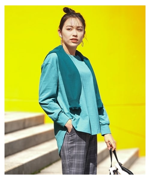 nissen（ニッセン）の「大きいサイズ綿100％ゆるシルエットフィッシュテールプルオーバー（Tシャツ/カットソー・レディース・オフホワイト系ボーダー/ターコイズブルー/モカブラウン/黒・L~LL相当/3L~4L相当/5L~6L相当/8L相当/10L相当）」の16枚目の写真
