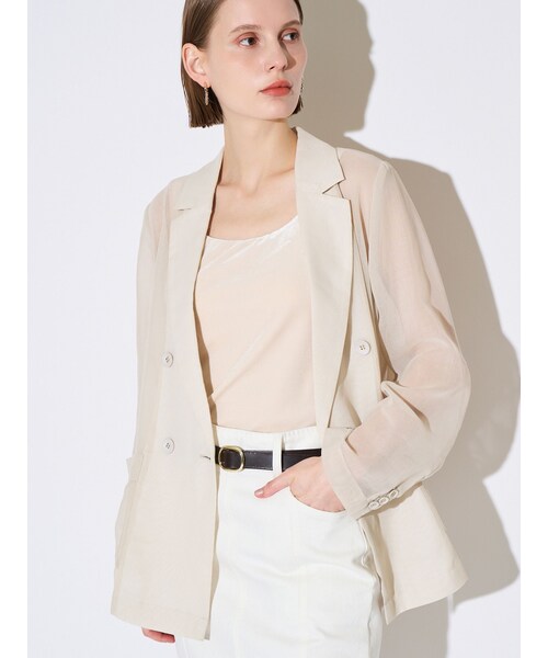 ELENDEEK（エレンディーク）の「SHEER JK（テーラードジャケット・レディース・オフホワイト/アイボリー/ブラック/ブルー・F）」の6枚目の写真