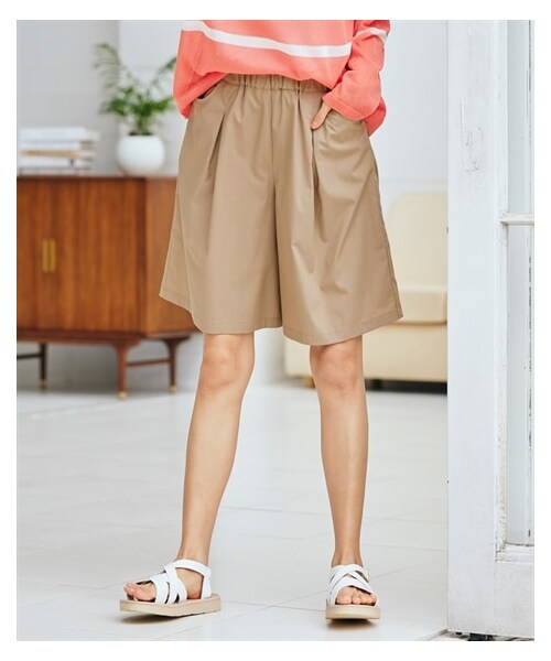 nissen（ニッセン）の「大きいサイズ　ストレッチうす軽楽ちんキュロットパンツ（ゆったりヒップ）（吸汗速乾）（パンツ・レディース・ソフトイエロー/ベージュ/黒/ブルーグリーン・L/LL/3L/4L/5L/6L/8L/10L）」の13枚目の写真