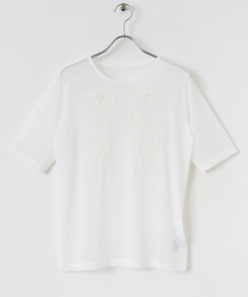 SENSE OF PLACE by URBAN RESEARCH（センスオブプレイスバイアーバンリサーチ）の「コードシシュウカットトップ（Tシャツ/カットソー・レディース・CHARCOAL/IVORY/BROWN・one）」の16枚目の写真