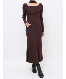 MERCURYDUO | 2WAYランダムリブビスチェ風マーメイドニットワンピース(ワンピース)