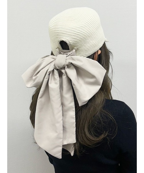 MERCURYDUO（マーキュリーデュオ）の「ビッグリボンペーパーキャップ（キャップ・レディース・アイボリー/ブラック・F）」の2枚目の写真