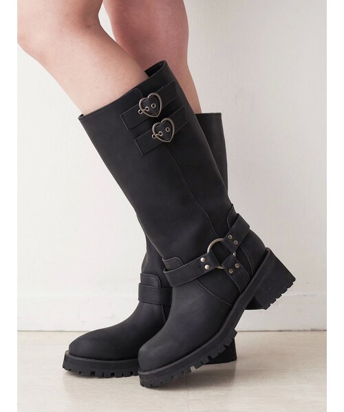 CALNAMUR（カルナムール）の「ハートバックルエンジニアブーツ（ブーツ・レディース・ブラック/ブラウン・S/M/L）」の9枚目の写真