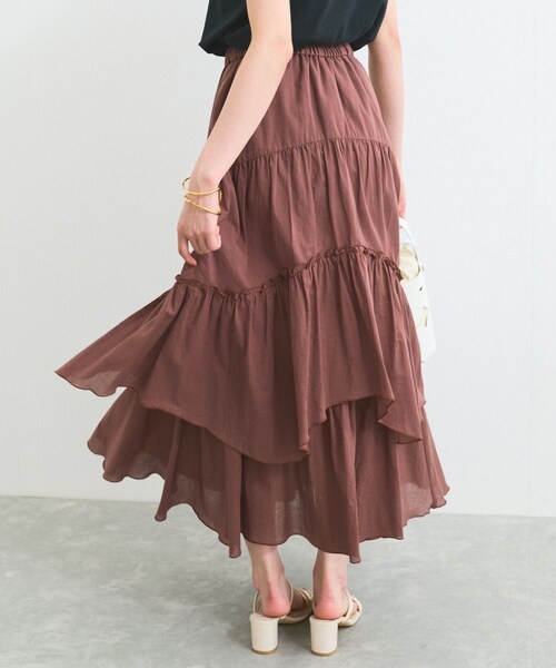 VIS（ビス）の「ボイルティアードスカート（スカート・レディース・ダークブラウン/ブルー系・F）」の10枚目の写真