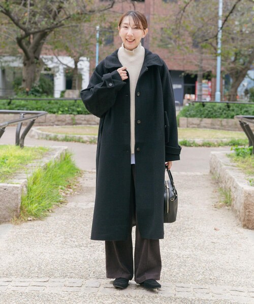 ITEMS URBANRESEARCH（アイテムズ アーバンリサーチ）の「尾州ウールスタンドカラーコート（テーラードジャケット・レディース・G.BEG/BLK/CHK・Free）」の9枚目の写真