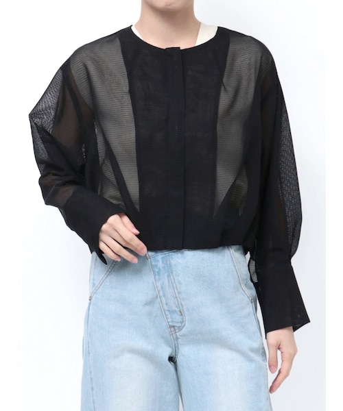 LAGUNAMOON（ラグナムーン）の「メッシュブルゾン（ブルゾン・レディース・アイボリー/ブラック・F）」の5枚目の写真