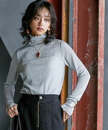 nissen | 大きいサイズ ハイネックラメカットソー GEVS.(Tシャツ/カットソー)