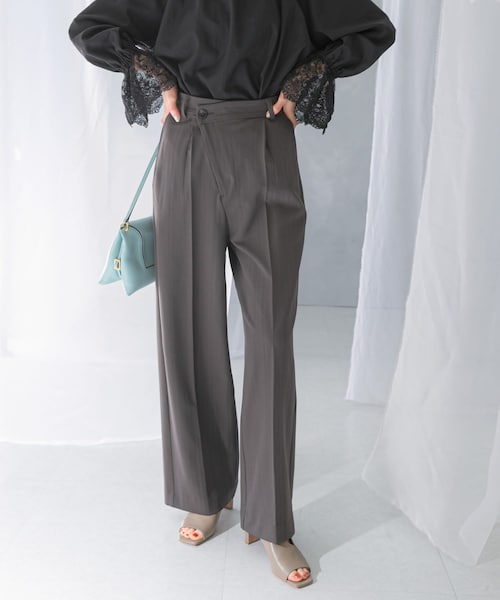 URBAN RESEARCH ROSSO（アーバンリサーチロッソ）の「ヘリンボーンラップストレートパンツ（その他パンツ・レディース・IVORY/CHARCOAL・36/38）」の2枚目の写真