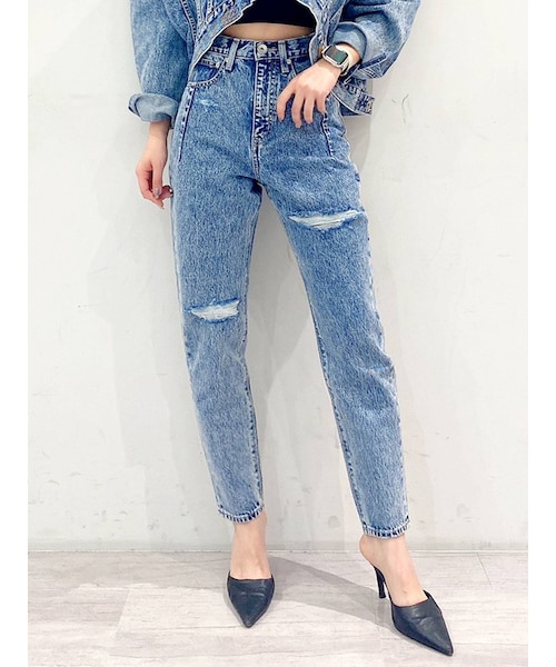 GYDA（ジェイダ）の「【SETUP着用可】H/W タックデザインペグトップデニムパンツ（デニムパンツ・レディース・ライトグレー/アイボリー/ブルー/アイスブルー/ベージュ・S/M）」の13枚目の写真