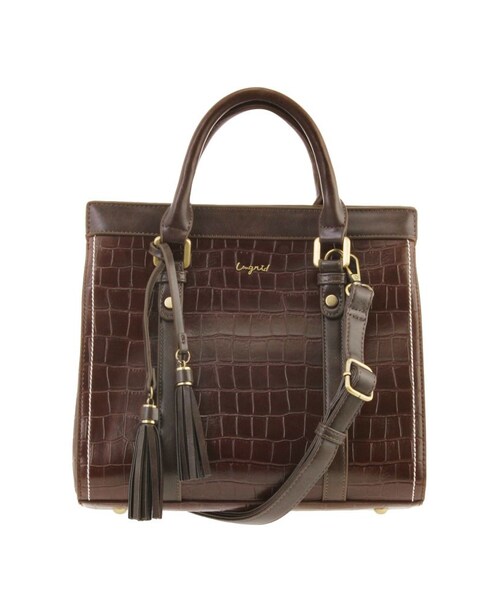 RUNWAY channel SELECTION（ランウェイチャンネルセレクション）の「【Ungrid】クロコ型押しマグネットバッグ（ハンドバッグ・レディース・ブラック/ワイン/キャメル/ダークブラウン・F）」の7枚目の写真