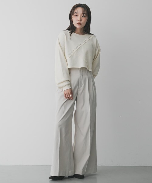 SENSE OF PLACE by URBAN RESEARCH（センスオブプレイスバイアーバンリサーチ）の「スタッズピグメントカットトップ（スウェット・レディース・CHARCOAL/IVORY/BROWN・One）」の9枚目の写真