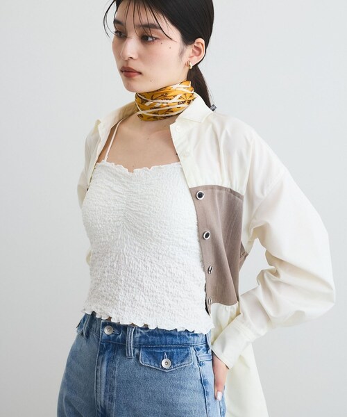 VIS(ビス)の「【洗える】シャーリングキャミソール(キャミソール・レディース・ブラック/ホワイト/ピンク系・F)」の5枚目の写真