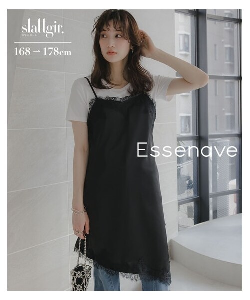 nissen（ニッセン）の「高身長　サテンレースアシメキャミソールチュニック（トールサイズ）Essenave（チュニック・レディース・ブラウン/黒・MTT/LTT/LLTT/3LTT）」の3枚目の写真