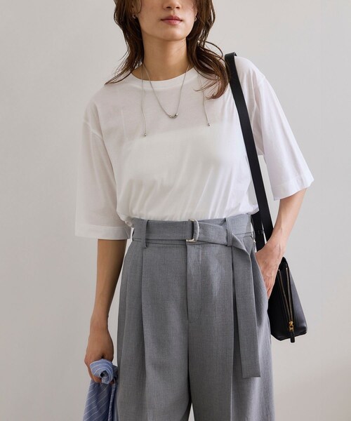 ROPE'（ロペ）の「【洗える】グレイス天竺 5分袖Tシャツ（Tシャツ/カットソー・レディース・ブラック/ホワイト/ブルー・F）」の13枚目の写真