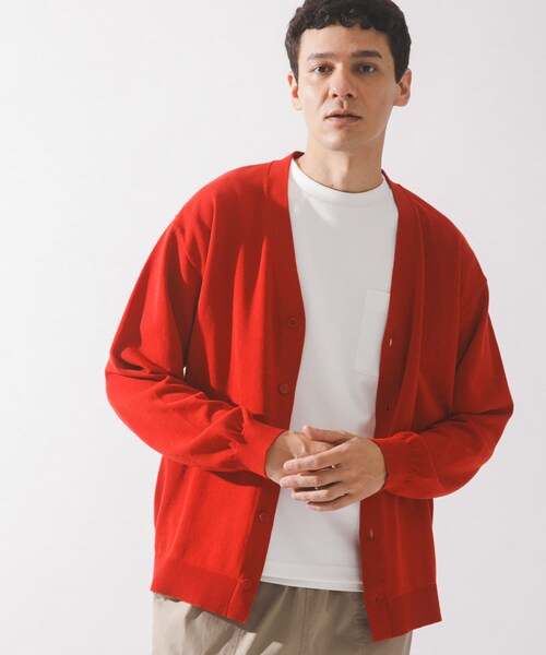 URBAN RESEARCH Sonny Label（アーバンリサーチサニーレーベル）の「強撚コットンニットカーディガン（カーディガン/ボレロ・メンズ・グレー/チャコール/レッド・M/L）」の3枚目の写真