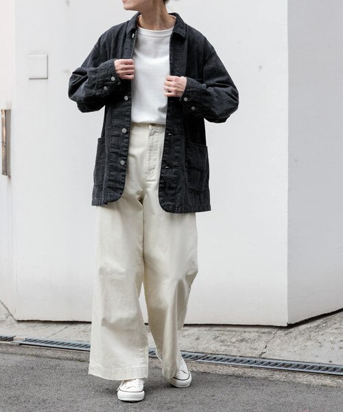 URBAN RESEARCH DOORS(アーバンリサーチドアーズ)の「FORK&SPOON 綿麻デニムカバーオール(カバーオール・レディース・BLACK/ONEWASH・1)」の12枚目の写真