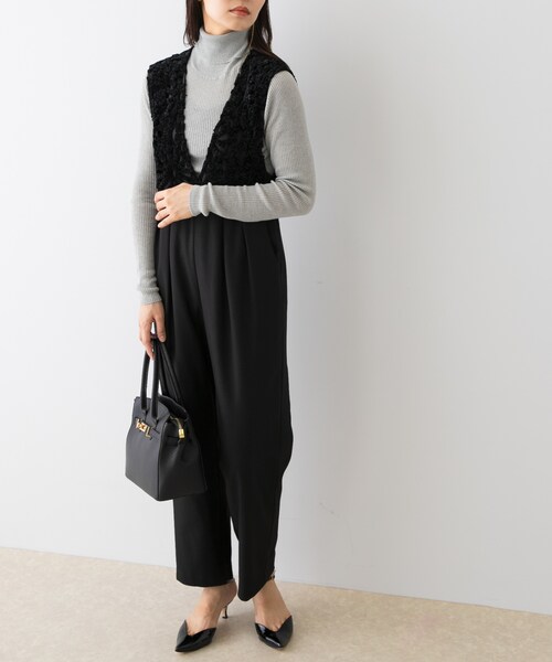 URBAN RESEARCH ROSSO（アーバンリサーチロッソ）の「F by ROSSO　モールレース切替オールインワン（サロペット/オーバーオール・レディース・BROWN/BLACK・36/38）」の6枚目の写真