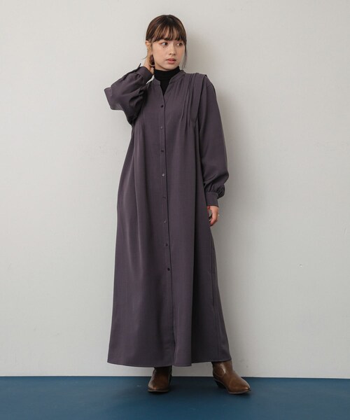 SENSE OF PLACE by URBAN RESEARCH(センスオブプレイスバイアーバンリサーチ)の「『Shortサイズあり』タックシャツワンピース(ワンピース・レディース・CHARCOAL/BEIGE/ORANGE・Short/one)」の17枚目の写真