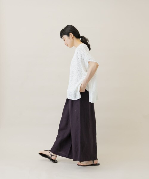 かぐれ(カグレ)の「コットンレースポンチョプルオーバー(Tシャツ/カットソー・レディース・OFF/BLACK・FREE)」の7枚目の写真
