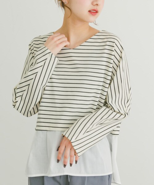 ITEMS URBANRESEARCH（アイテムズ アーバンリサーチ）の「カットミラノドッキングプルオーバー（Tシャツ/カットソー・レディース・BORDER/OFF/BLK・FREE）」の19枚目の写真