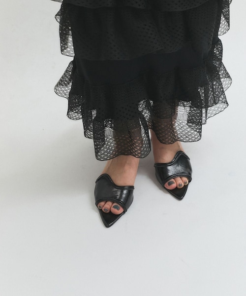 ADAM ET ROPE'（アダムエロペ）の「シアーフリルスカート（スカート・レディース・ブラック/ホワイト/ダークブラウン・F）」の5枚目の写真