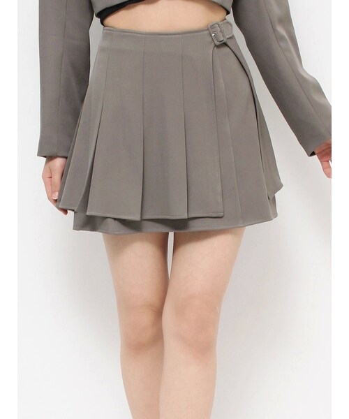 プリーツラップミニスカート（セットアップ可能）