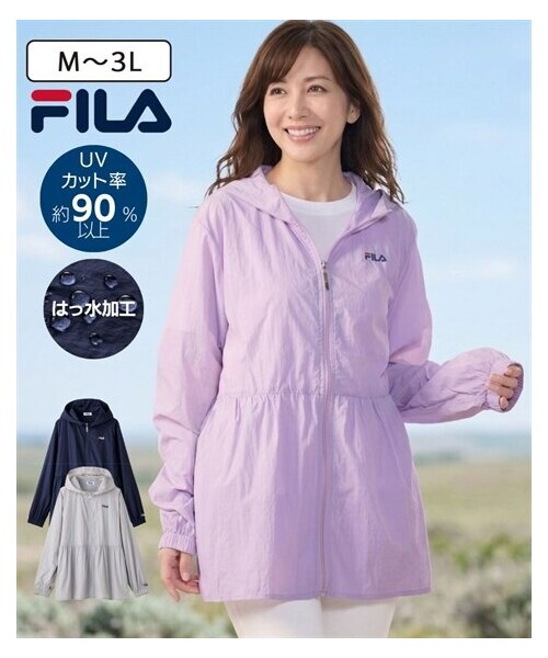 nissen（ニッセン）の「FILA はっ水UV加工ワッシャーパーカー（パーカー・レディース・ネイビー/ラベンダー/ライトグレー・M/L/LL/3L）」の2枚目の写真