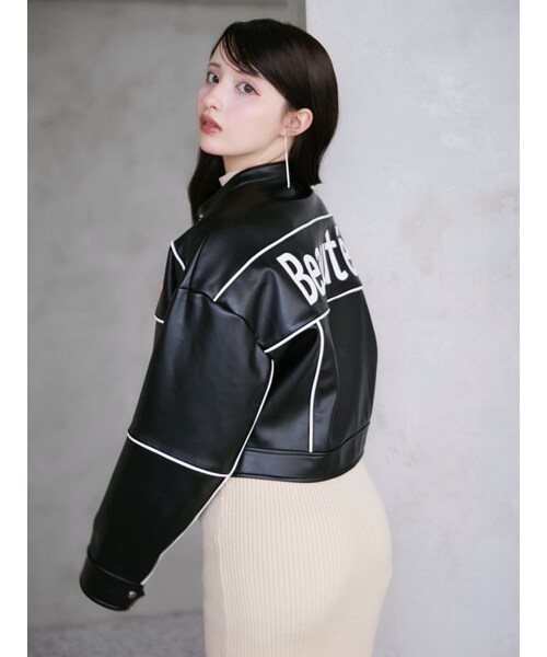 EATME（イートミー）の「バイカラーバイカージャケット（ライダースジャケット・レディース・アイボリー/ブラック・F）」の6枚目の写真