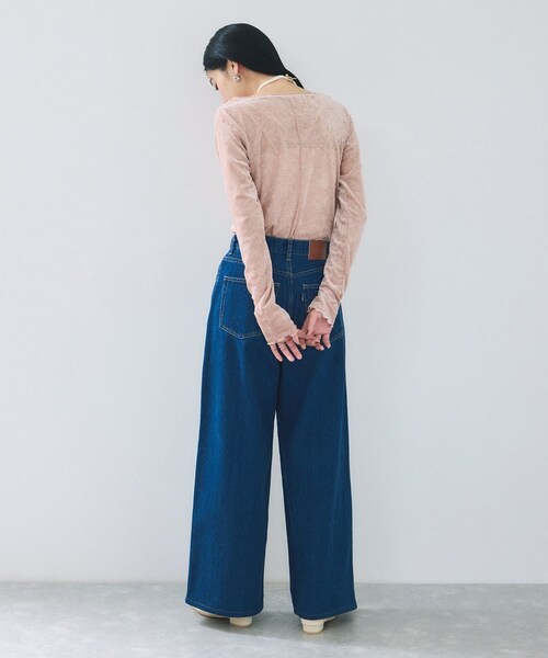 VIS(ビス)の「シアーベロアロングスリーブTシャツ(Tシャツ/カットソー・レディース・グレー/オフホワイト/ダークブラウン/ピンク・F)」の8枚目の写真