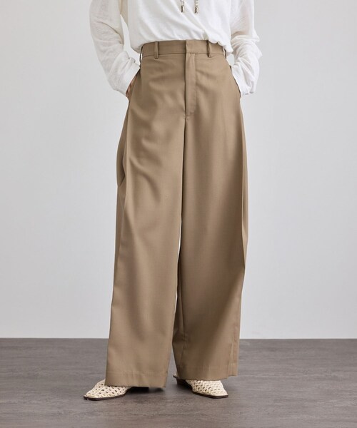 ADAM ET ROPE'(アダムエロペ)の「ウーステッドツイルタックパンツ / セットアップ対応(その他パンツ・レディース・チャコール/ベージュ系・M/S)」の11枚目の写真