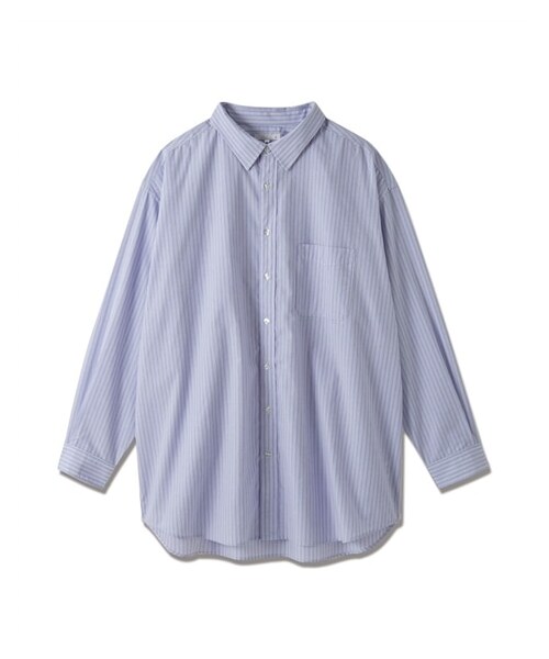 nissen（ニッセン）の「オーバーサイズストライプシャツ（シャツ/ブラウス・メンズ・ブルーストライプ/グリーンストライプ・M/L/LL/3L/4L/5L/6L/8L/10L）」の4枚目の写真